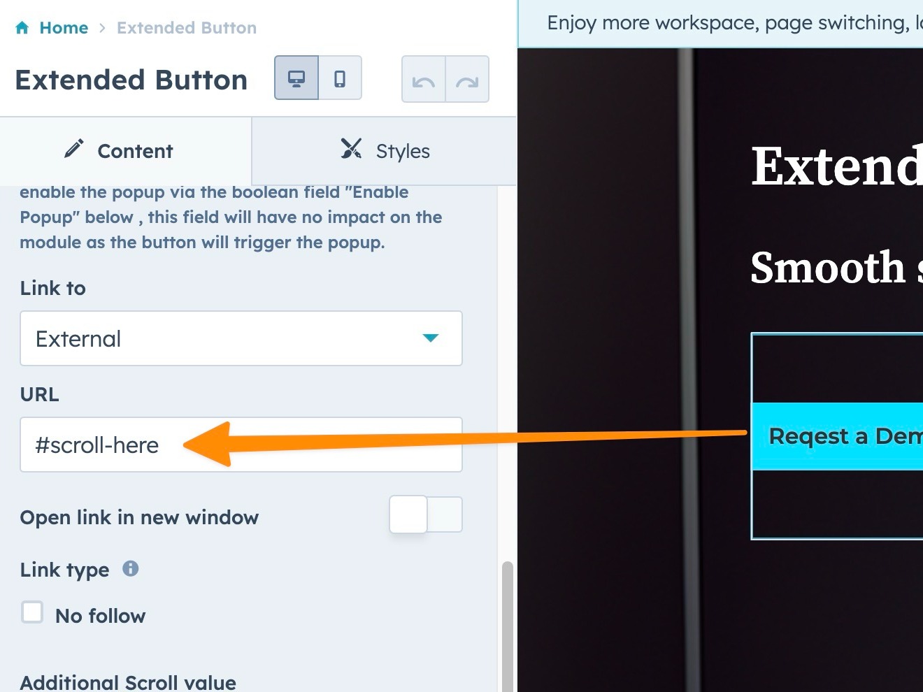 Scroll down to a specific section with a smooth scrolling effect